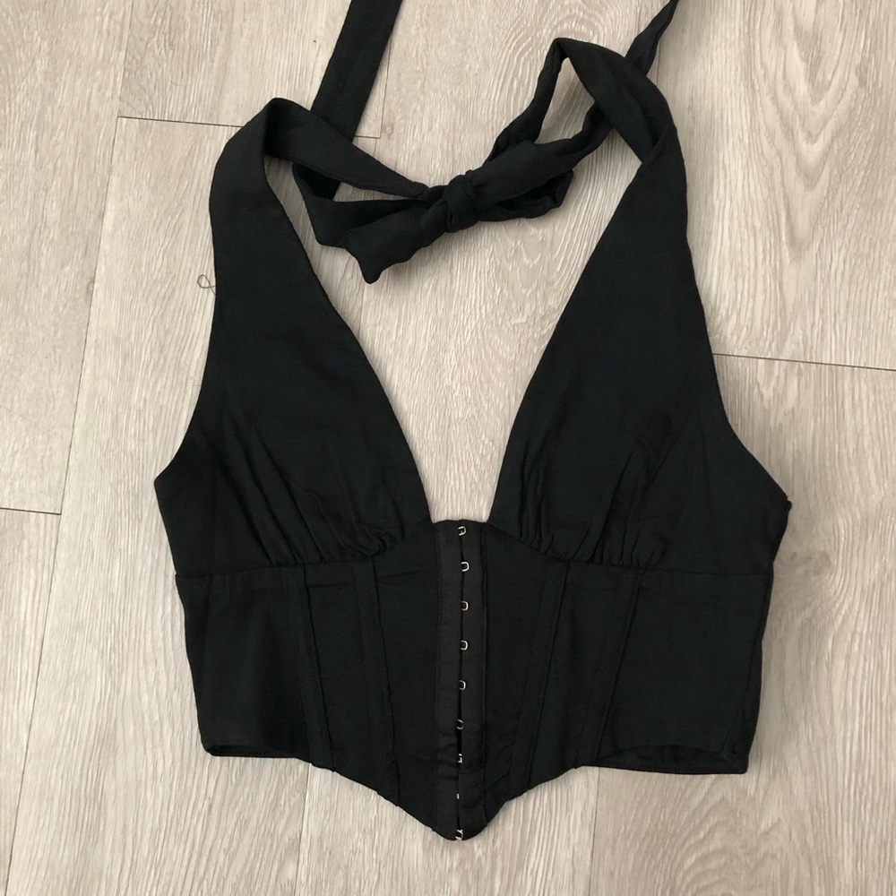 Princess Polly Black Halter Corset Top Size 4